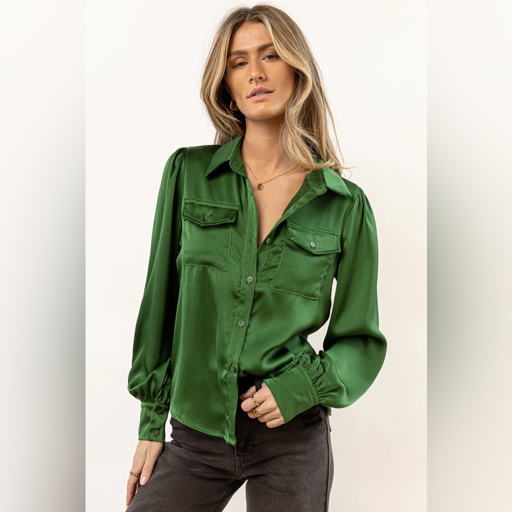 BOHME BRYLEE SATIN BUTTON UP